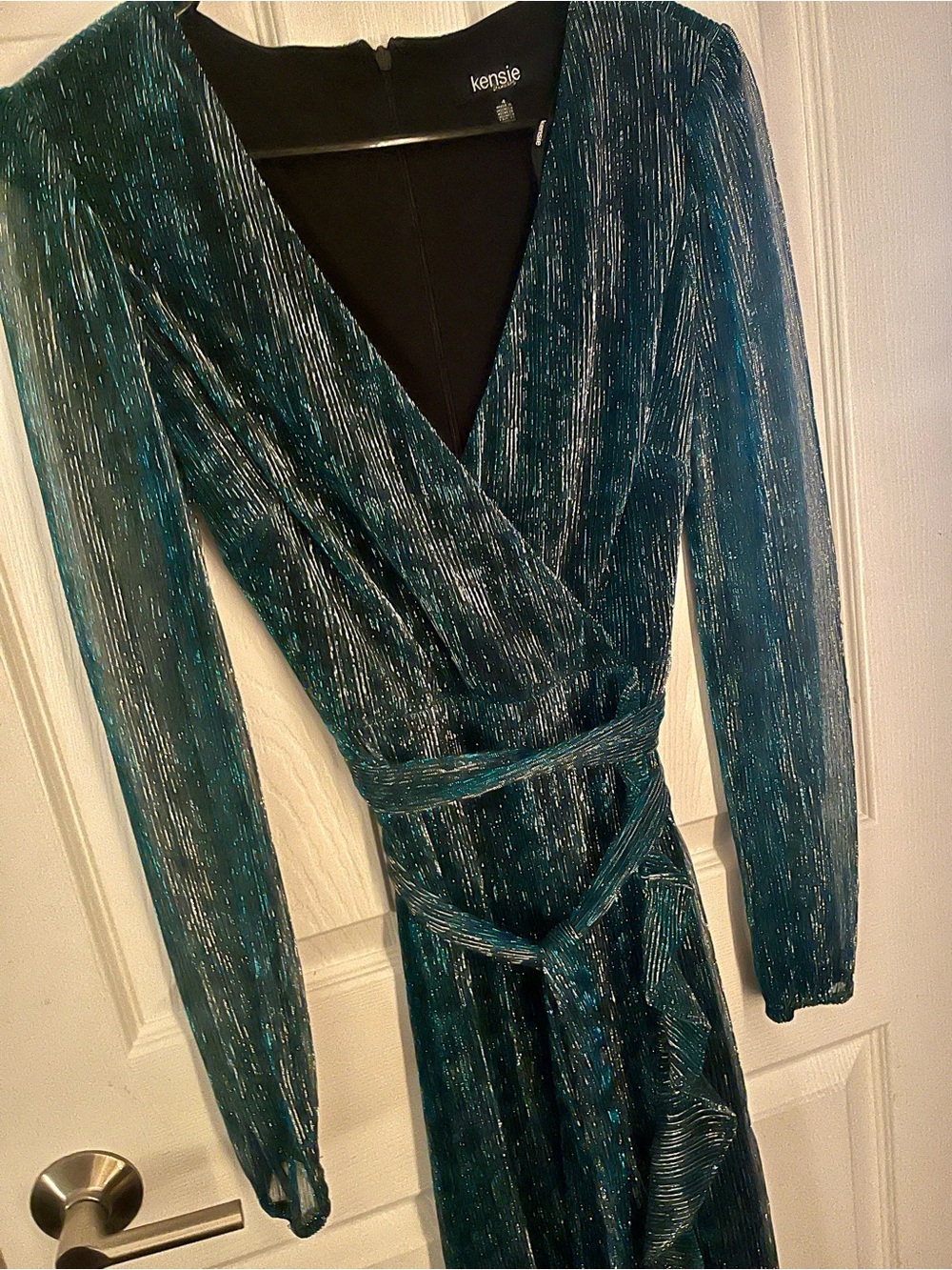 Kensie Teal Dress with Silver Metallic Threading